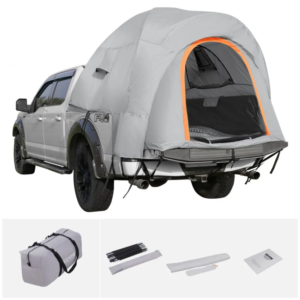 VEVOR Truck Bed Tent, 6.4'-6.7' Pickup Truck Tent with Rain Layer and Carry Bag, Waterproof PU2000mm Double Layer Truck Tent, Accommodate 2-3 Person, for Camping Traveling Outdoor Activities