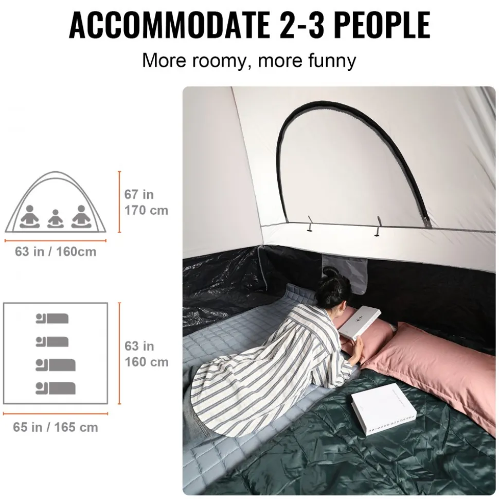 VEVOR Truck Bed Tent, 5.5'-6' Pickup Truck Tent with Rain Layer and Carry Bag, Waterproof PU2000mm Double Layer Truck Tent for Camping, Accommodate 2-3 Person, for Camping Traveling Outdoor Activities