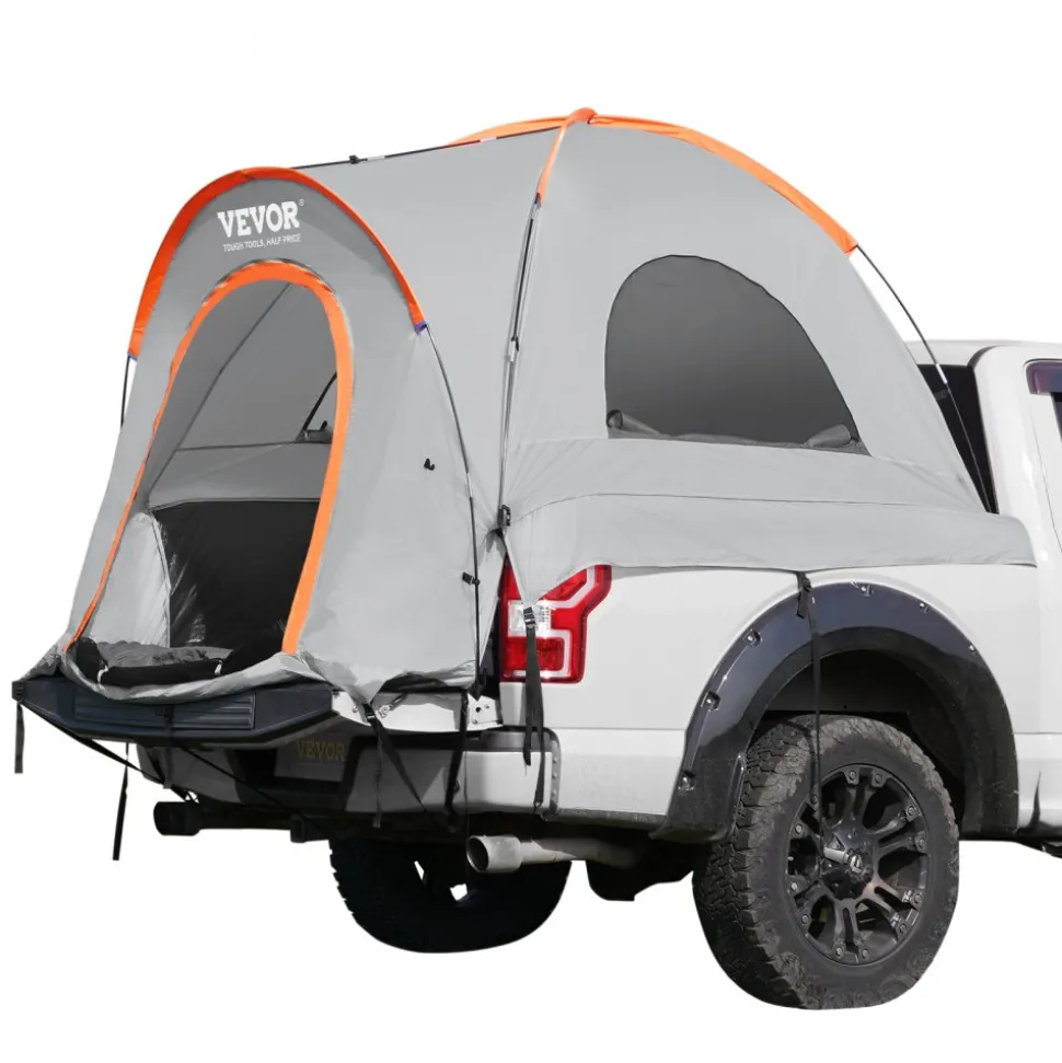 VEVOR Truck Bed Tent, 5.5'-6' Pickup Truck Tent with Rain Layer and Carry Bag, Waterproof PU2000mm Double Layer Truck Tent for Camping, Accommodate 2-3 Person, for Camping Traveling Outdoor Activities