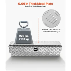 VEVOR Truck Bed Tool Box, Heavy Duty Aluminum Tool Box with Diamond Plate, Storage Toolbox Chest Organizer Supports up to 220 lbs, Ideal for Pickup, Truck Bed, RV, Trailer, 30.3 x 24 x 9 in, Silver