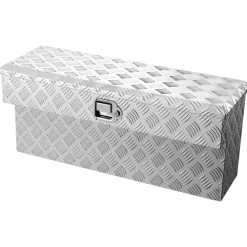VEVOR Truck Bed Tool Box, Heavy Duty Aluminum Tool Box with Tread Patterns, Storage Toolbox Chest Organizer with Lock and Key, Ideal for Pickup, Truck Bed, RV, Trailer, 34 x 12 x 15.4 in, Silver