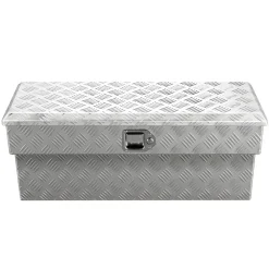 VEVOR Truck Bed Tool Box, Heavy Duty Aluminum Tool Box with Tread Patterns, Storage Toolbox Chest Organizer with Lock and Key, Ideal for Pickup, Truck Bed, RV, Trailer, 34 x 12 x 15.4 in, Silver