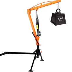 VEVOR Truck Crane, 1000 lbs Pickup Hitch Crane Trailer Hitch Mounted, Manual Hydraulic with 8T Hydraulic Jack, 360° Rotating Telescopic Boom,Foldable Truck Bed Jib for Machine Lumber Equipment Lifting