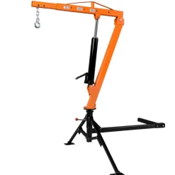 VEVOR Truck Crane, 1500 lbs Pickup Hitch Crane Trailer Hitch Mounted, Manual Hydraulic with 12T Hydraulic Jack, 360° Swivel Telescopic Boom, Foldable Truck Bed Jib for Machine Lumber Equipment Lifting