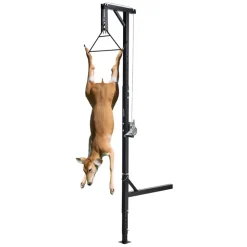 VEVOR Truck Hitch Game Hoist, 400 lbs Load Capacity, Hunting Deer Hoist with 2-inch Receiver, 360-Degree Swivel Shaft & Adjustable Height, Includes Gambrel Winch for Skinning & Cleaning Game