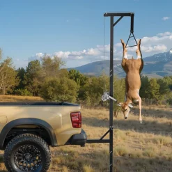 VEVOR Truck Hitch Game Hoist, 400 lbs Load Capacity, Hunting Deer Hoist with 2-inch Receiver, 360-Degree Swivel Shaft & Adjustable Height, Includes Gambrel Winch for Skinning & Cleaning Game