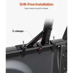 VEVOR Truck Ladder Rack, 21-31.5 in Height, Adjustable Non-Drilling Aluminum Cargo Rack with Sidebar, 800 lbs Static Capacity, Ideal for Canoes, Surfboards, Ladders, Lumber, Tents, and Large cargo