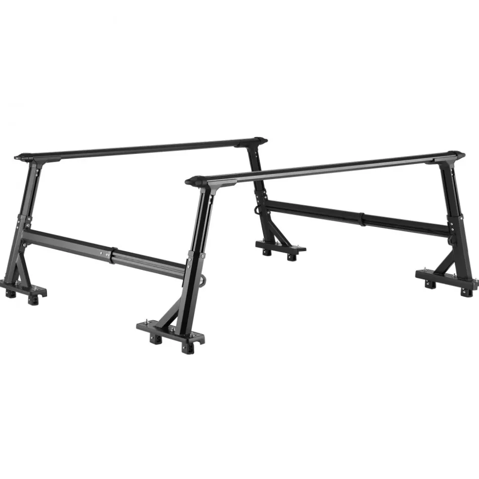 VEVOR Truck Ladder Rack, 21-31.5 in Height, Adjustable Non-Drilling Aluminum Cargo Rack with Sidebar, 800 lbs Static Capacity, Ideal for Canoes, Surfboards, Ladders, Lumber, Tents, and Large cargo