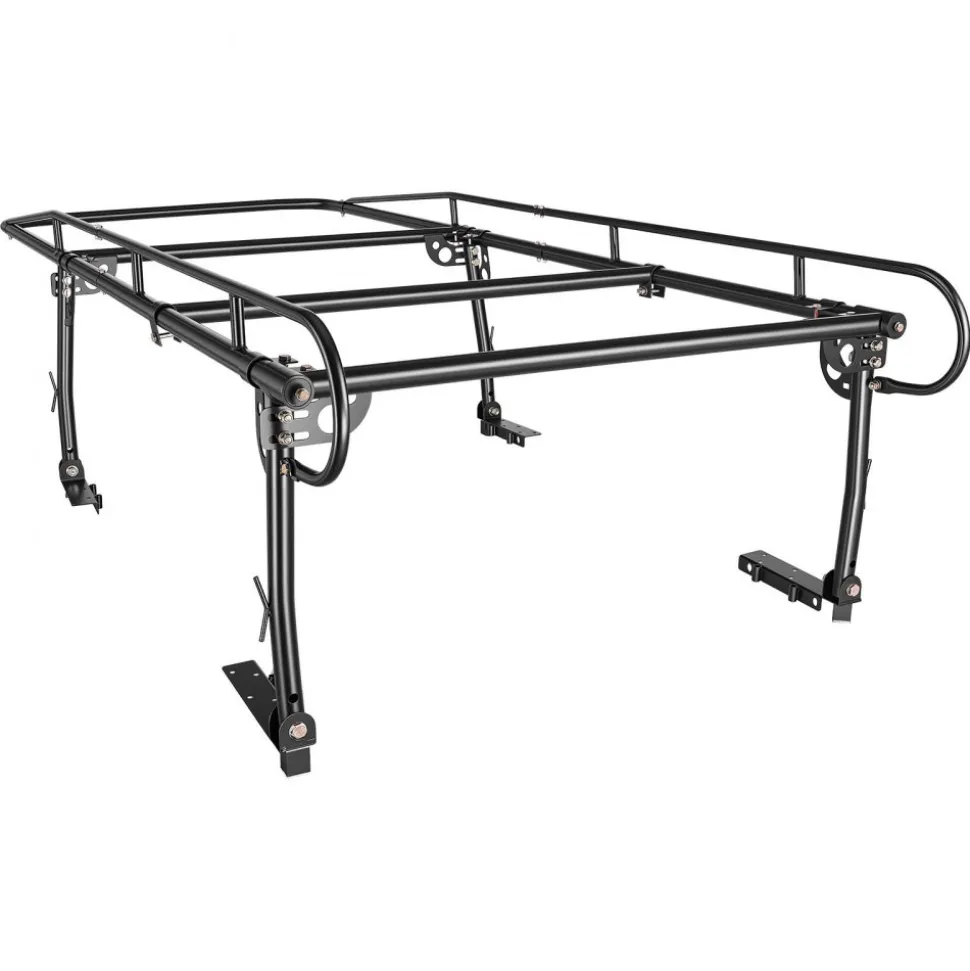 VEVOR Truck Ladder Rack 1500LBS Capacity Universal Over-Cab Trucks Bed Rack, 51.2"-75" Adjustable for Kayak Surfboard Lumber, Non-Drilling Installation, Heavy Duty Steel Support for Long Heavy Cargo