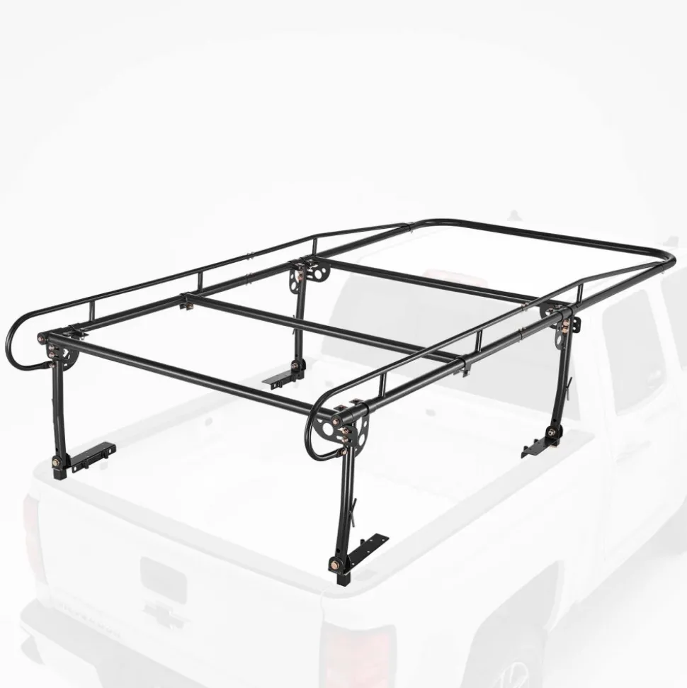 VEVOR Truck Ladder Rack 1500LBS Capacity Universal Over-Cab Trucks Bed Rack, 51.2"-75" Adjustable for Kayak Surfboard Lumber, Non-Drilling Installation, Heavy Duty Steel Support for Long Heavy Cargo