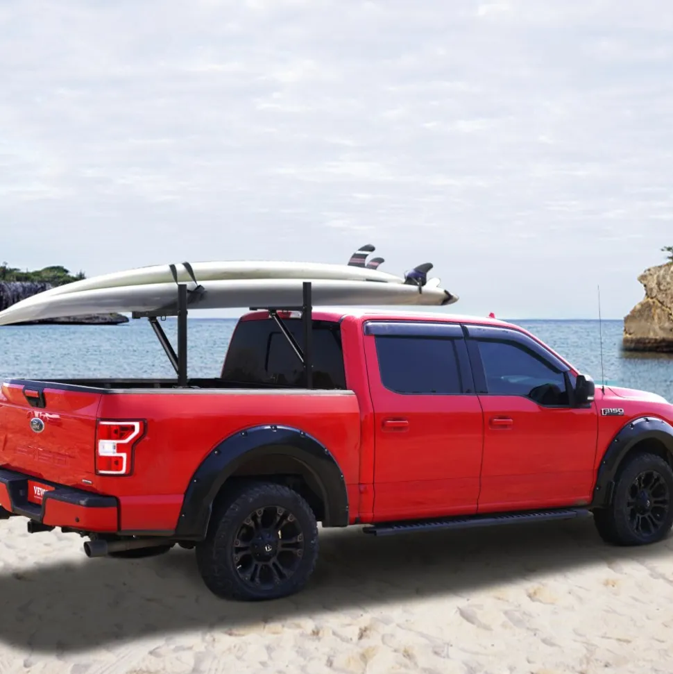 VEVOR Truck Rack, 19-34inch Extendable Truck Ladder Rack, 38.6"-43.6" Adjustable Height, 250 lbs Capacity Steel Ladder Rack for Truck, Heavy Duty Truck Bed Rack for Kayak, Surfboard, Lumber, Ladder