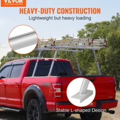 VEVOR Truck Rack, 800 lbs Capacity, 19-34in Adjustable Height, Aluminum Ladder Rack for Truck with 8 Non-Drilling C-clamps, Heavy Duty Truck Bed Rack Two-Bar Set for Kayak, Surfboard, Lumber, Ladder