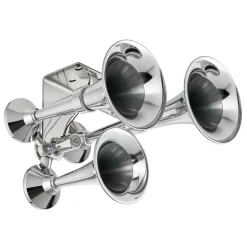 VEVOR 3-Trumpet Air Horn 150dB Super Loud Train Horn for Trucks SUVs, Fits 12V/24V Vehicles & Boats, Powerful Sound, Strong Penetration, Built-in Solenoid Valve, High Airtightness, Heavy-Duty Metal