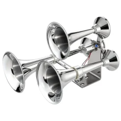 VEVOR 3-Trumpet Air Horn 150dB Super Loud Train Horn for Trucks SUVs, Fits 12V/24V Vehicles & Boats, Powerful Sound, Strong Penetration, Built-in Solenoid Valve, High Airtightness, Heavy-Duty Metal