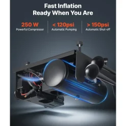 VEVOR 4-Trumpet Air Horn Kit with 150PSI 2.64 Gal Air Compressor Tank, 150dB Super Loud Train Air Horn, Strong Penetration, Pressure Gauge, Leak-Proof, Heavy-Duty, Fits 12V Truck SUV Off-Road Vehicles