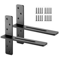VEVOR T Shelf Brackets 2 Pcs, 200 lbs/90 kg Weight Capacity, 14x2.89x12 in / 355.6x73.5x304.8 mm, Solid Steel Heavy Duty Brackets for Shelves, Countertop Support Floating Bracket Hardware with Screws