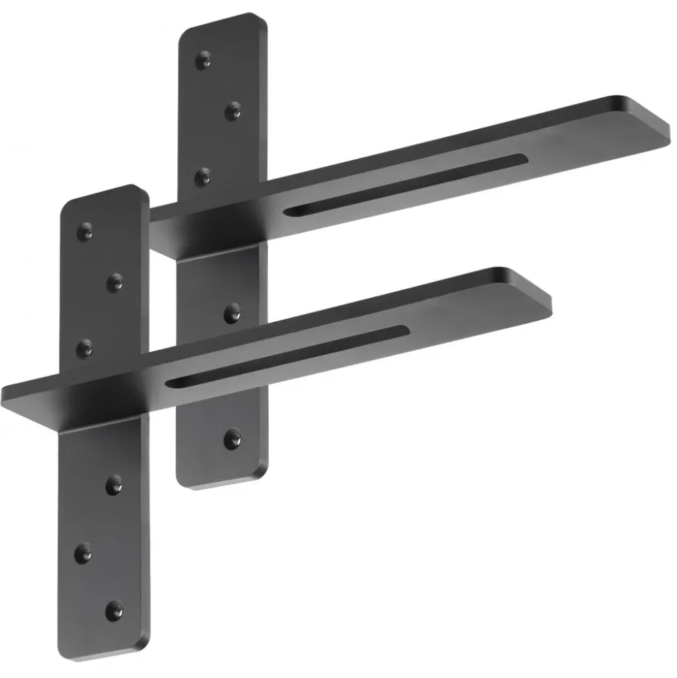 VEVOR T Shelf Brackets 2 Pcs, 200 lbs/90 kg Weight Capacity, 16x2.89x12 in / 406.4x73.5x304.8 mm, Solid Steel Heavy Duty Brackets for Shelves, Countertop Support Floating Bracket Hardware with Screws
