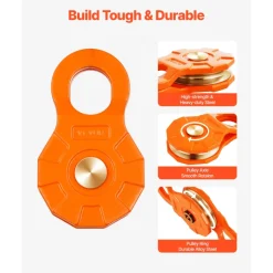 VEVOR 30 T Snatch Block for Winch Recovery, 66,000 lbs Break Strength Pulley System with 0.4" - 0.55" Rope, Heavy Duty Offroad Recovery Accessory for Towing & Recovery on Truck, Tractor, ATV & UTV