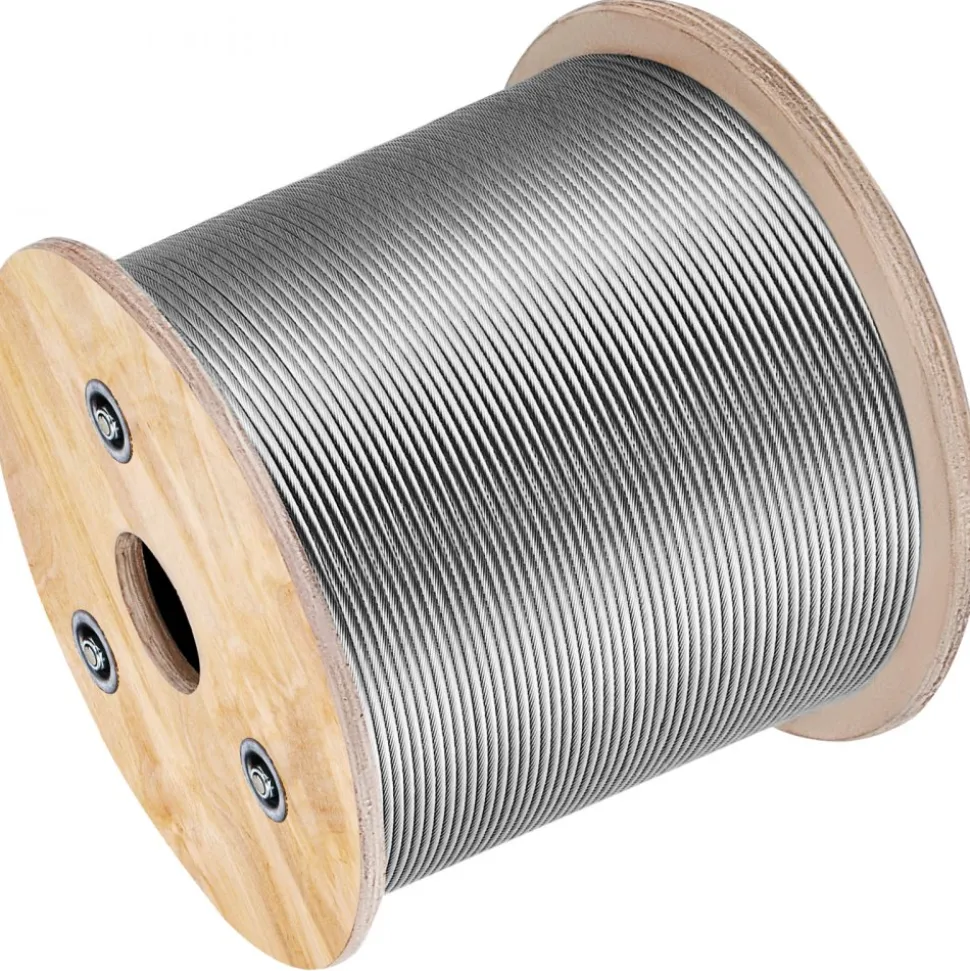 VEVOR T316 Stainless Steel Cable 1/8" 7x7 Steel Wire Rope Cable 500FT Cable Railing Transport Wire Rope Cable for Railing Decking DIY Balustrade