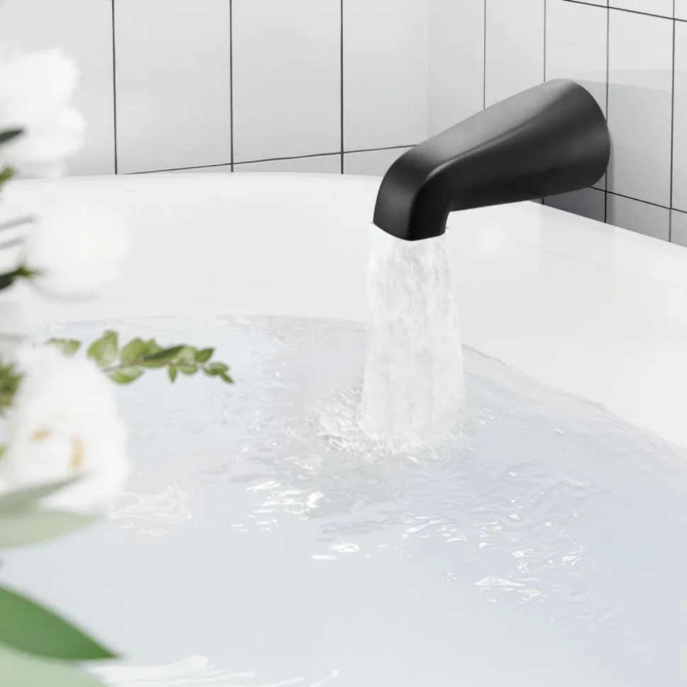 VEVOR Tub and Shower Faucet Set, Complete with 5-Inch Rainfall Shower Head and Bathtub Spout, 8-Setting Adjustable Spray, Single-Handle Tub Trim Kit with Brass Pressure Balancing Valve, Gold Finish