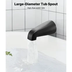 VEVOR Tub and Shower Faucet Set, Complete with 5-Inch Rainfall Shower Head and Bathtub Spout, 8-Setting Adjustable Spray, Single-Handle Tub Trim Kit with Brass Pressure Balancing Valve, Gold Finish