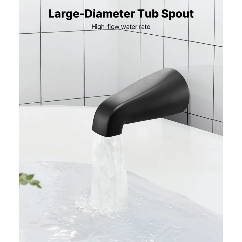 VEVOR Tub and Shower Faucet Set, Complete with 5-Inch Rainfall Shower Head and Bathtub Spout, 8-Setting Adjustable Spray, Single-Handle Tub Trim Kit with Brass Pressure Balancing Valve, Gold Finish