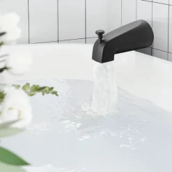 VEVOR Tub and Shower Faucet Set, Complete with 4-Inch Rainfall Shower Head and Bathtub Spout, Single-Spray Single-Handle Tub Trim Kit with 304 Stainless Steel Valve Trim for Bathrooms, Matte Black
