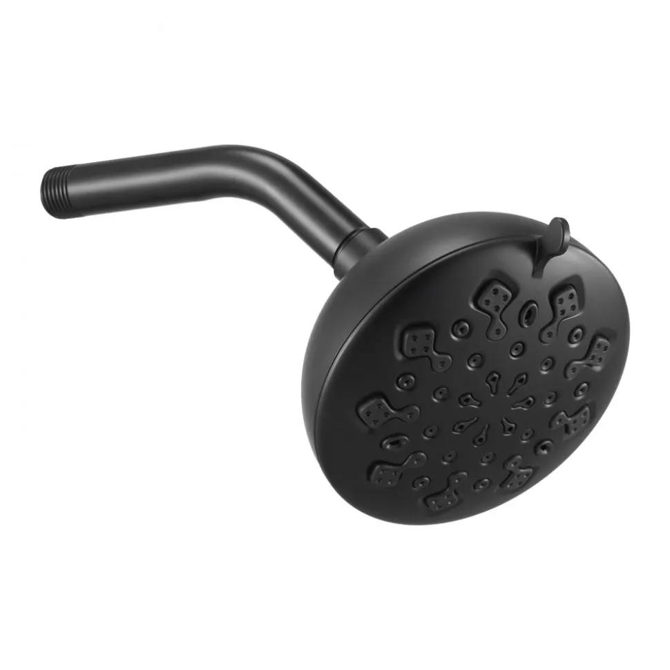 VEVOR Tub and Shower Faucet Set, 5-Inch Rainfall Shower Head and Bathtub Spout, Complete Single-Handle Tub Trim Kit with Brass Pressure Balancing Valve, 8-Setting Adjustable Spray Modes, Matte Black