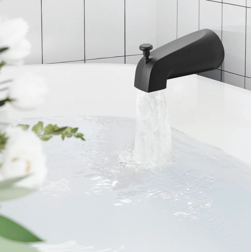 VEVOR Tub and Shower Faucet Set, 5-Inch Rainfall Shower Head and Bathtub Spout, Complete Single-Handle Tub Trim Kit with Brass Pressure Balancing Valve, 8-Setting Adjustable Spray Modes, Matte Black