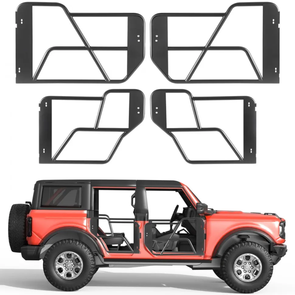 VEVOR Tube Doors, 4-Door, Compatible with 2021-2026 Ford Bronco (Excluding Bronco Sport), Steel Off Road Front & Rear Tubular Half Doors with Rubber Pads, Heavy-Duty Hinges, OE Latch & Limit Straps