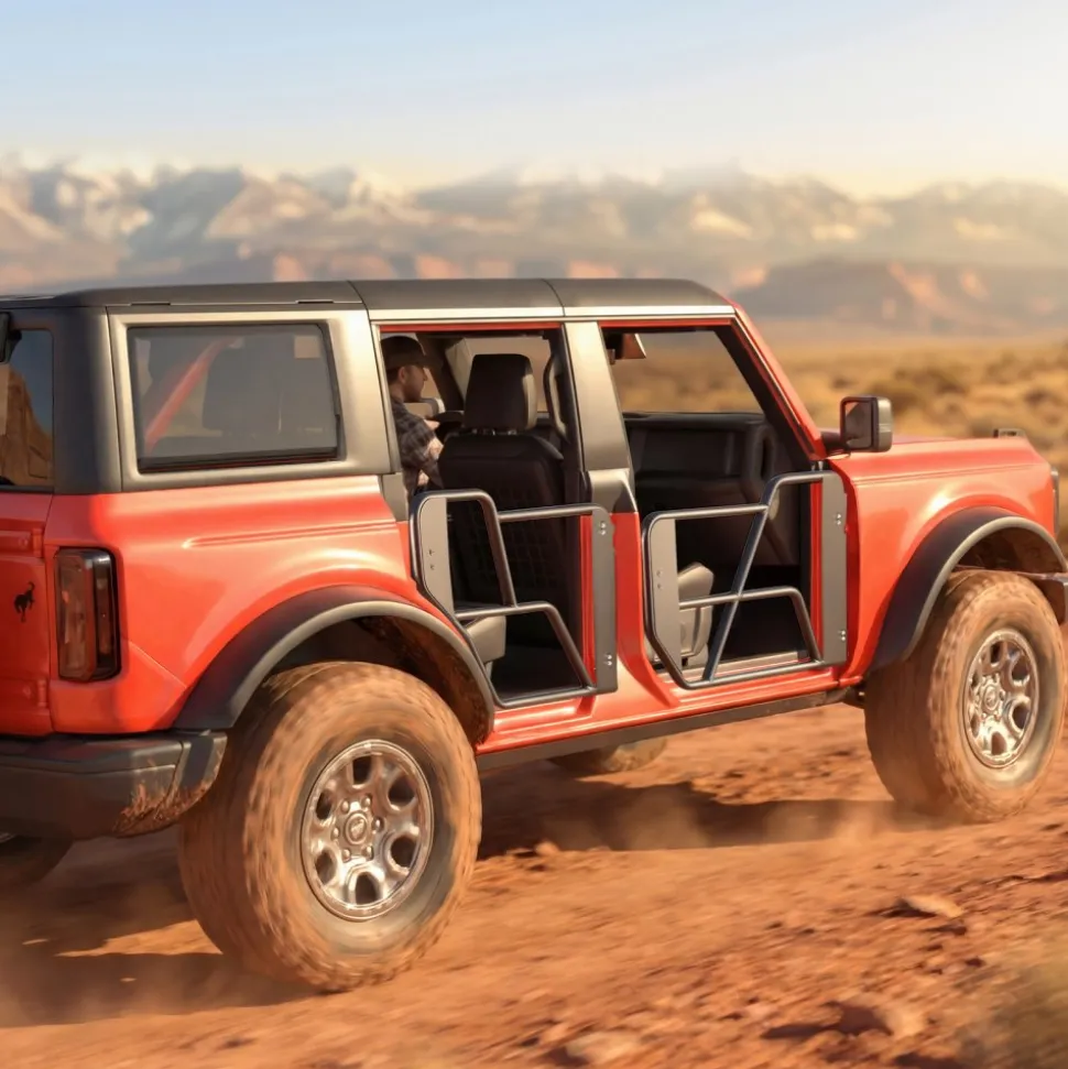 VEVOR Tube Doors, 4-Door, Compatible with 2021-2026 Ford Bronco (Excluding Bronco Sport), Steel Off Road Front & Rear Tubular Half Doors with Rubber Pads, Heavy-Duty Hinges, OE Latch & Limit Straps