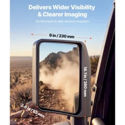 VEVOR Tube Door Side Mirrors, Compatible with Jeep Wrangler CJ7 YJ TJ JK JL/Gladiator JT/Cherokee XJ, DOT-Certified Side View Mirrors for Half Tubular Doors, Up/Down/Left/Right Adjustable, 1 Pair