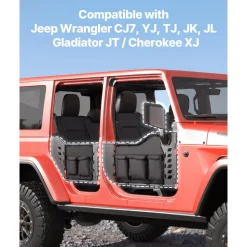 VEVOR Tube Door Side Mirrors, Compatible with Jeep Wrangler CJ7 YJ TJ JK JL/Gladiator JT/Cherokee XJ, DOT-Certified Side View Mirrors for Half Tubular Doors, Up/Down/Left/Right Adjustable, 1 Pair