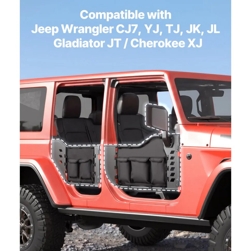 VEVOR Tube Door Side Mirrors, Compatible with Jeep Wrangler CJ7 YJ TJ JK JL/Gladiator JT/Cherokee XJ, DOT-Certified Side View Mirrors for Half Tubular Doors, Up/Down/Left/Right Adjustable, 1 Pair