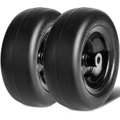 VEVOR Tubeless Mower Wheels, 11x4-5" Size, Pair of Flat-Free PU Tires on Rims, 3.4" Hub, 3/4" Bushing, Includes 20 Adapters, Suitable for Riding Mowers and Lawn Tractors