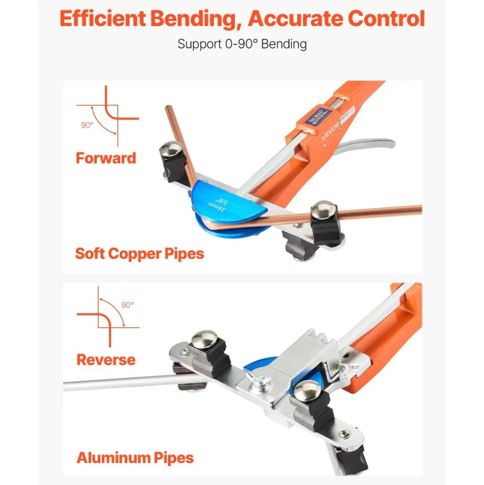 VEVOR Tubing Bender Kit, 1/4 to 7/8 Inch, Compact Ratcheting Tube Pipe Bender, Forward/Reverse Hand Bending Tool, with 7 Color Aluminium Alloy Dies, for Copper HVAC Air Conditioning Refrigeration