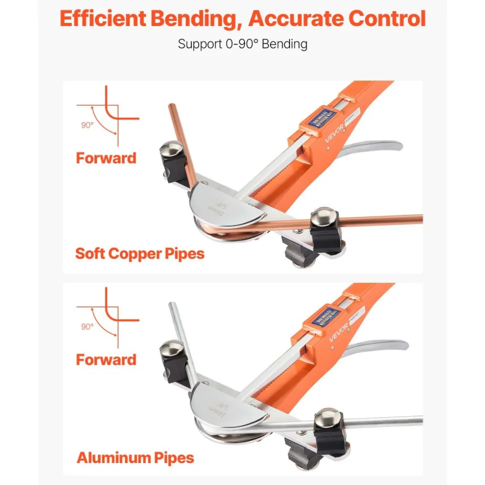 VEVOR Tubing Bender Kit, 1/4 to 7/8 Inch, Compact Ratcheting Tube Pipe Bender, Ratchet Hand Bending Tool, with 7 Aluminium Alloy Dies, HVAC Tools, for Copper Aluminum HVAC Refrigeration Maintenance