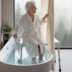 VEVOR Tub Transfer Bench for Bathtub, 400 lbs Capacity Heavy Duty Shower Chair with Arm, Backrest and Curtain Slot, Height Adjustable Shower Bench Bath Seat for Adults, Seniors, Elderly and Disabled
