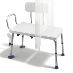 VEVOR Tub Transfer Bench for Bathtub, 400 lbs Capacity Heavy Duty Shower Chair with Arm, Backrest and Curtain Slot, Height Adjustable Shower Bench Bath Seat for Adults, Seniors, Elderly and Disabled