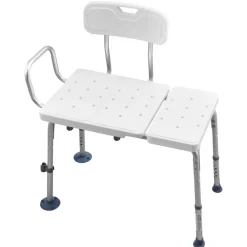 VEVOR Tub Transfer Bench for Bathtub, 400 lbs Capacity Heavy Duty Shower Chair with Arm, Backrest and Curtain Slot, Height Adjustable Shower Bench Bath Seat for Adults, Seniors, Elderly and Disabled