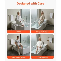 VEVOR Tub Transfer Bench for Bathtub, 500 lbs Weight Capacity Heavy Duty Shower Chair with Arm and Backrest, Height Adjustable Bathroom Shower Bench Bath Seat for Adults, Seniors, Elderly and Disabled