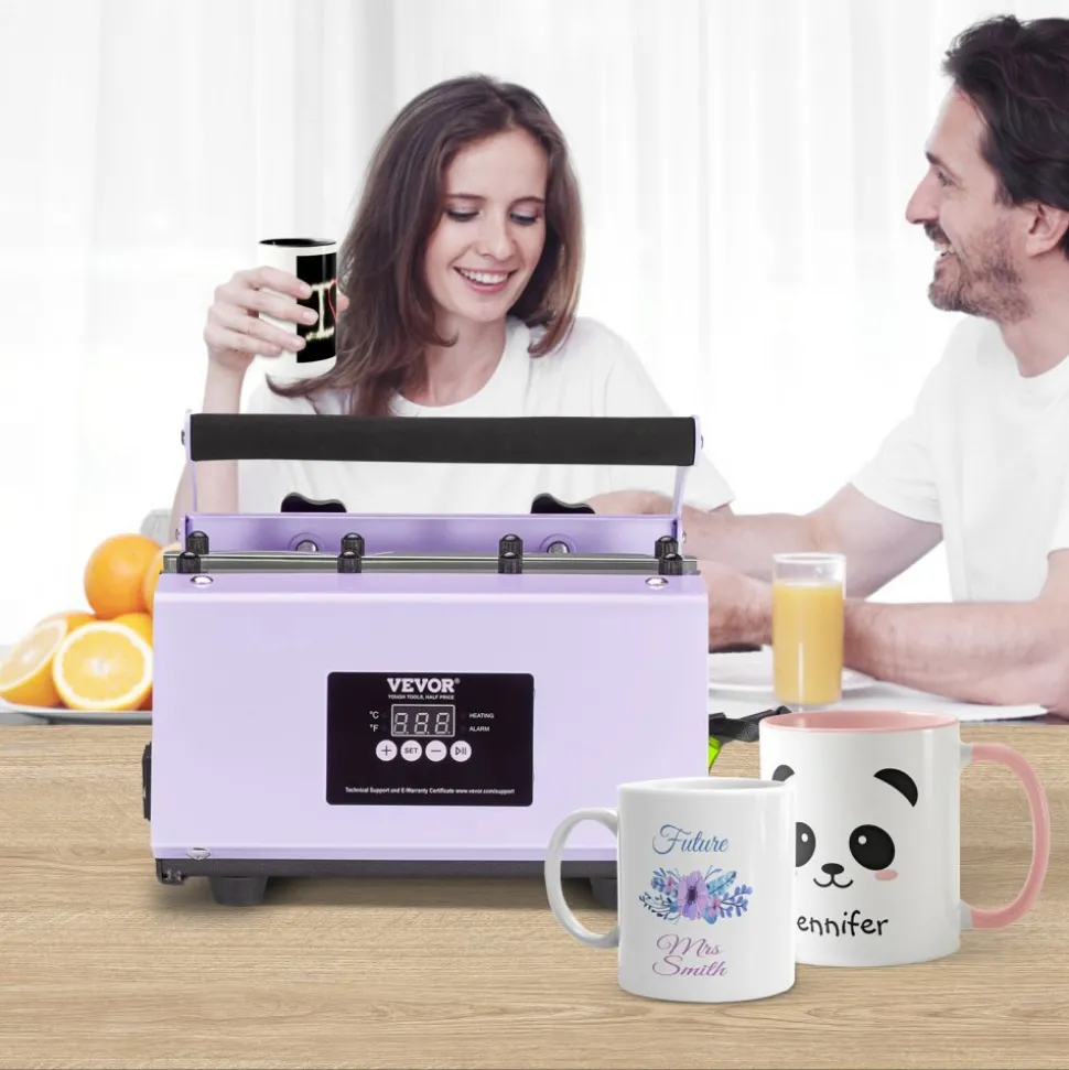 VEVOR Tumbler Heat Press Machine, 11-30oz Mug Press, Heat Up Fast and Even, Tumbler Press with Sublimation Paper, Tape and Gloves, Temp and Time Setting, for Sublimation Tumblers, Cups, Mugs, Purple