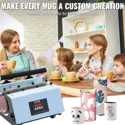 VEVOR Tumbler Heat Press Machine, 11-30oz Mug Press, Heat Up Fast and Even, Tumbler Press with Sublimation Paper, Tape and Gloves, Temp and Time Setting, for Sublimation Tumblers, Cups, Mugs, Blue