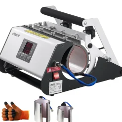 VEVOR Tumbler Heat Press Machine, 30 oz and 40 oz Mug Press, Fast and Even Heating, with Tape, Gloves, Easy Temp and Time Setting, Heat Transfer for Sublimation Tumblers, Cups, Mugs, Black and White