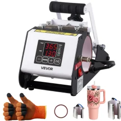 VEVOR Tumbler Heat Press Machine, 40 oz Tumbler Press, Fast and Even Heating, with Tape, Gloves, Easy Temp and Time Setting, Heat Transfer for Sublimation Insulated Tumblers, Cups, Black and White