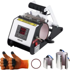 VEVOR Tumbler Heat Press Machine, 40 oz Tumbler Press, Fast and Even Heating, with Tape, Gloves, Easy Temp and Time Setting, Heat Transfer for Sublimation Insulated Tumblers, Cups, Black and White