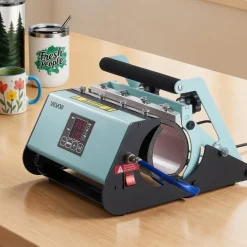 VEVOR Tumbler Heat Press Machine, 11-30 oz Mug Press, Fast and Even Heating, with Tape and Gloves, Easy Temp and Time Setting, Heat Transfer for Sublimation Tumblers, Cups, Mugs, Black and Green