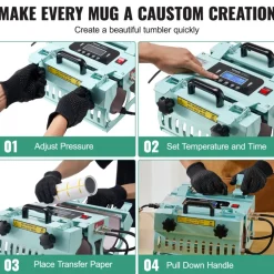 VEVOR Tumbler Heat Press Machine, 2 Station Heaters, 11-30oz Mug Press, Heat Up Fast and Even, Tumbler Press with Dual Independent Display Screens, for Sublimation Tumblers, Cups, and Mugs