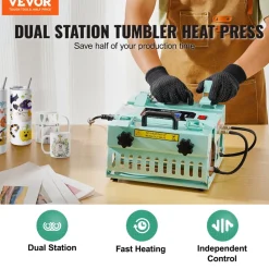 VEVOR Tumbler Heat Press Machine, 2 Station Heaters, 11-30oz Mug Press, Heat Up Fast and Even, Tumbler Press with Dual Independent Display Screens, for Sublimation Tumblers, Cups, and Mugs