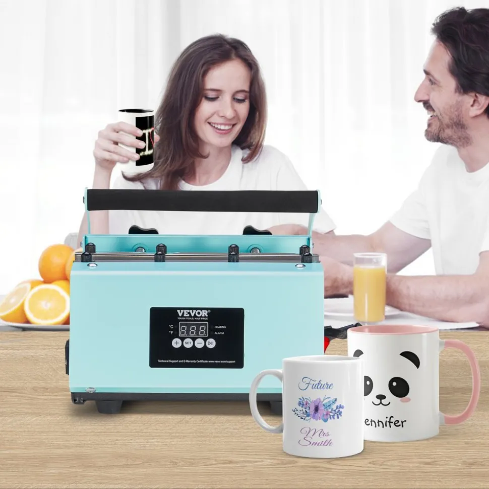 VEVOR Tumbler Heat Press Machine, 11-30oz Mug Press, Heat Up Fast and Even, Tumbler Press with Sublimation Paper, Tape and Gloves, Temp and Time Setting, for Sublimation Tumblers, Cups, Mugs, Green
